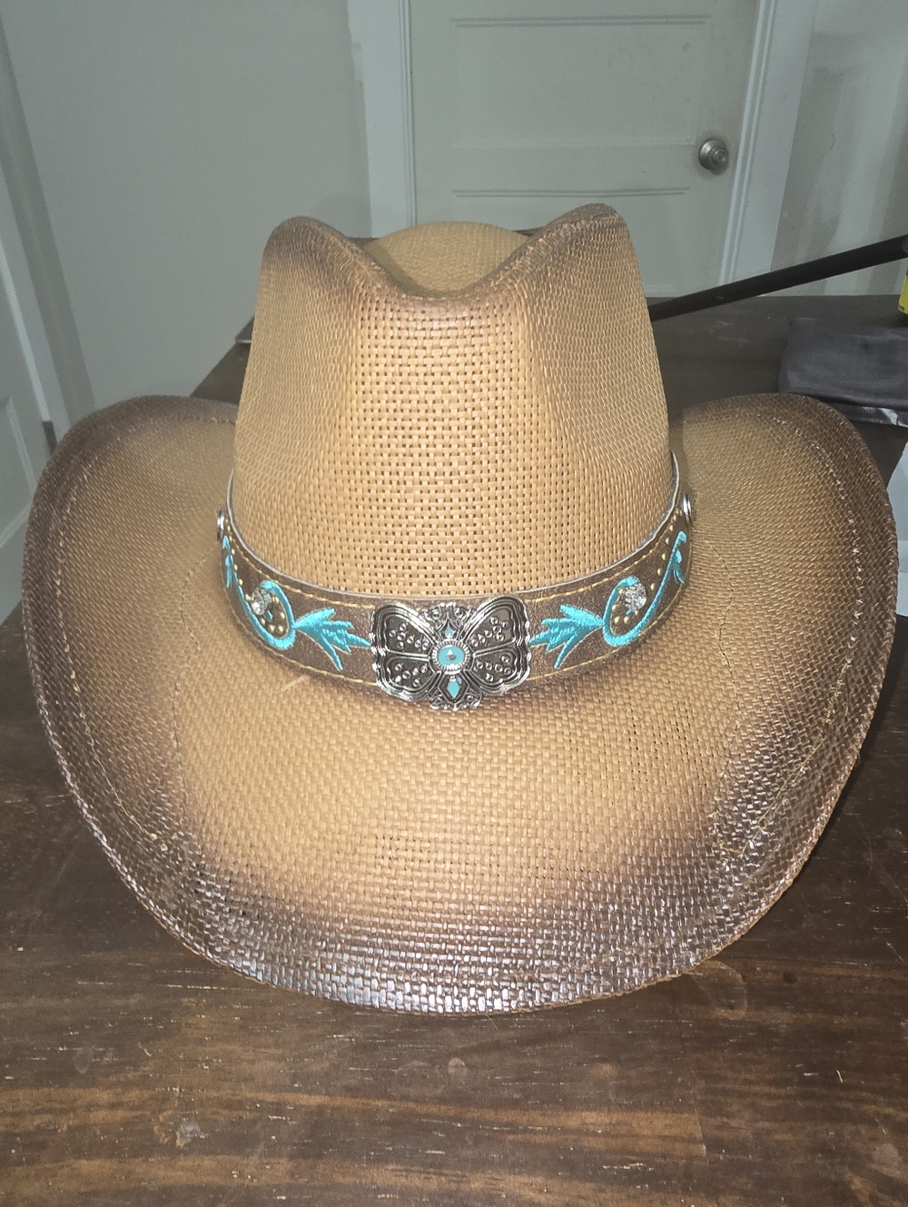 Brown Western Butterfly Concho Detail Cowboy Hat NWT - Picture 7 of 8